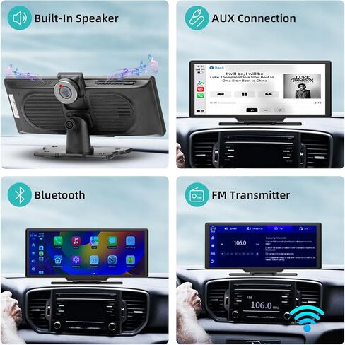 ستيريو سيارة Apple Carplay & Android Auto لاسلكي محمول، راديو سيارة بشاشة لمس 10.26 بوصة مع كاميرا داش 2K، كاميرا احتياطية 1080P، بلوتوث، FM، وصلة مرآة، كابل AUX، بطاقة TF 32 جيجا in Kuwait