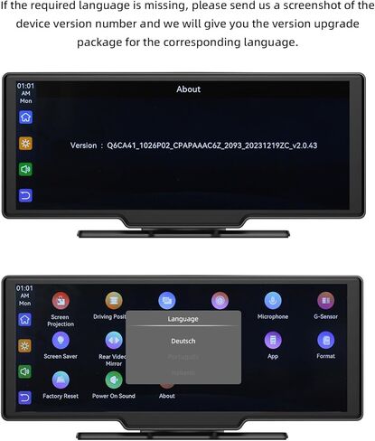 ستيريو سيارة Apple Carplay & Android Auto لاسلكي محمول، راديو سيارة بشاشة لمس 10.26 بوصة مع كاميرا داش 2K، كاميرا احتياطية 1080P، بلوتوث، FM، وصلة مرآة، كابل AUX، بطاقة TF 32 جيجا in Kuwait