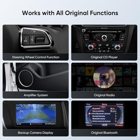 ستيريو سيارة 10.25 بوصة لسيارة Audi Q5 2009-2017 مع نظام Audi Concert/Symphony، ترقية راديو المصنع Android Auto Wireless CarPlay Bluetooth IPS شاشة تعمل باللمس in Kuwait