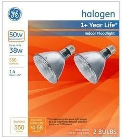 GE Classic 50-Watt EQ PAR 30 مصباح هالوجين عاكس أبيض دافئ طويل الرقبة (عبوة من قطعتين) in Saudi Arabia