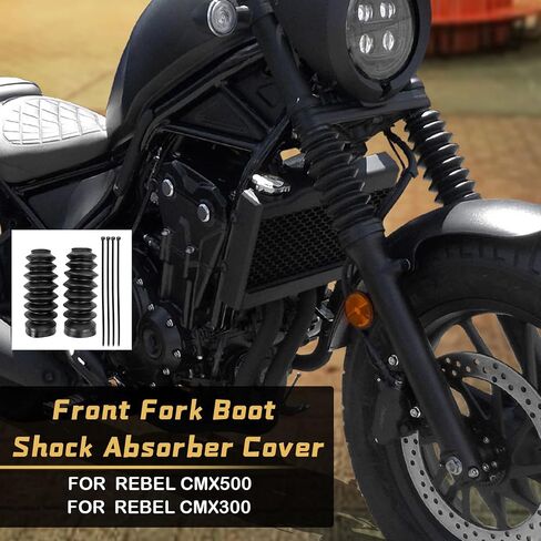 Motorcycle Rubber Aluminum Front Upper Lower Fork Dust Cover Gaiters Gators Boots Shock Absorber Compatible with Ho-nda Rebel CMX 500 CMX 300 Rebel 250 CMX300 Accessories(1 Set) in Saudi Arabia