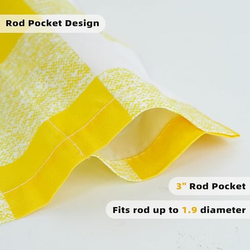 ستائر DriftAway شبه شفافة منقوشة بنقش الجاموس للنافذة، 2 عبوة من جيب قضيب مربعات باللونين الأسود والأبيض للمطبخ، وغرفة المعيشة، وغرفة النوم، والمزرعة، مقاس 52 بوصة × 16 بوصة in Kuwait