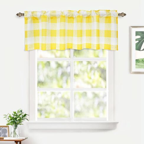 ستائر DriftAway شبه شفافة منقوشة بنقش الجاموس للنافذة، 2 عبوة من جيب قضيب مربعات باللونين الأسود والأبيض للمطبخ، وغرفة المعيشة، وغرفة النوم، والمزرعة، مقاس 52 بوصة × 16 بوصة in Kuwait