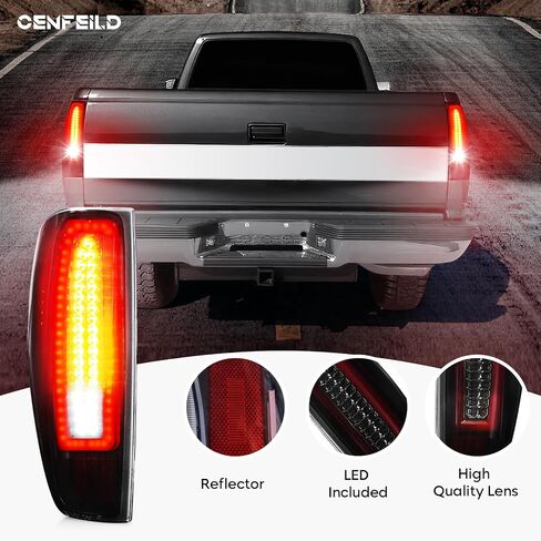 ضوء خلفي [مجموعة LED] مناسب لسيارة Chevy Colorado 2004-2012، لسيارة GMC Canyon 2004-2012 Pickup، مصباح فرامل خلفي أنبوبي LED مجموعة الضوء الخلفي غطاء كروم عدسة مدخنة in Kuwait