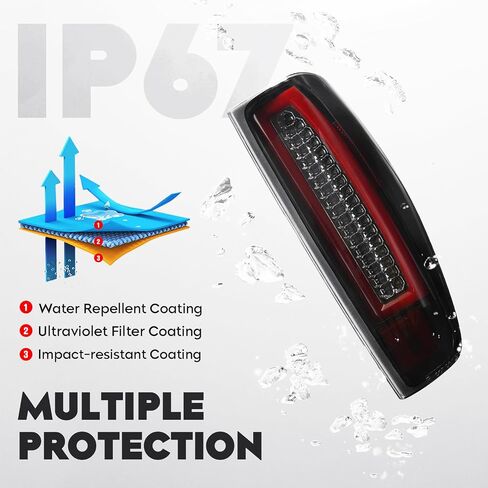 ضوء خلفي [مجموعة LED] مناسب لسيارة Chevy Colorado 2004-2012، لسيارة GMC Canyon 2004-2012 Pickup، مصباح فرامل خلفي أنبوبي LED مجموعة الضوء الخلفي غطاء كروم عدسة مدخنة in Kuwait