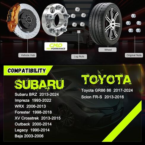 15mm Hubcentric Black Wheel Spacers 5x100 Compatible For Subaru BRZ Impreza Forester WRX XV Crosstrek Outback Legacy Baja Compatible For Toyota GR86, 86, FR-S (2pcs 56.1mm M12x1.25) Spacer in Saudi Arabia
