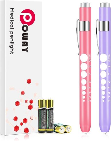 Nurse Penlight with Pupil Gauge, 2 Pack LED Medical Pen Lights for Nursing Doctors, EMTs Pink and Purple with Batteries in Saudi Arabia