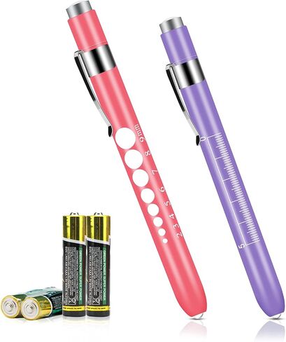 Nurse Penlight with Pupil Gauge, 2 Pack LED Medical Pen Lights for Nursing Doctors, EMTs Pink and Purple with Batteries in Saudi Arabia