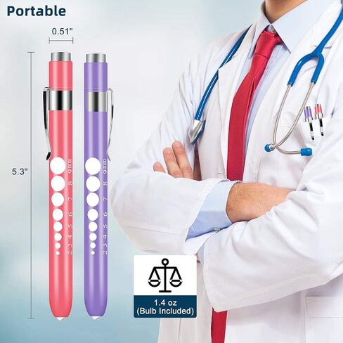 Nurse Penlight with Pupil Gauge, 2 Pack LED Medical Pen Lights for Nursing Doctors, EMTs Pink and Purple with Batteries in Saudi Arabia