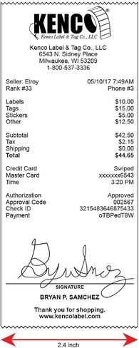 2 7/16 Inches X 3,360 Inches Continuous Receipt Paper Rolls by Kenco®, Compatible with Dymo 30270 (1 PACK) in Saudi Arabia