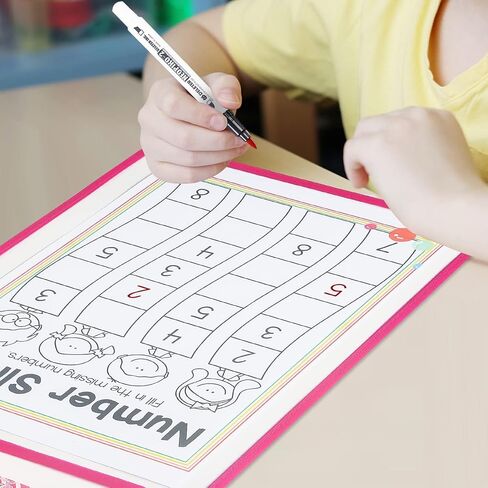 مجموعة من 30 قطعة من أكمام الجيب القابلة للمسح الجاف كبيرة الحجم من Shemira مع حلقتين، وحاملات تذاكر قابلة لإعادة الاستخدام، وواقيات أوراق بلاستيكية شفافة، ومستلزمات الفصول المدرسية للمعلمين، و10 ألوان متنوعة، 14.2 × 10.2 بوصة in Kuwait