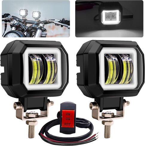 2 قطعة أضواء LED للدراجات النارية مع مفتاح 12 فولت 24 فولت أبيض مربع الضباب ضوء عيون الملاك أضواء LED حلقة هالة القيادة ضوء الأضواء الأمامية أضواء إضافية للدراجات النارية على الطرق الوعرة شاحنة 4x4 ATV UTV in Saudi Arabia