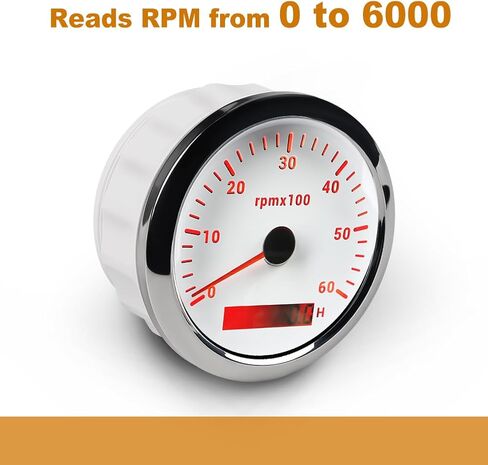 مجموعة أدوات قياس سرعة الدوران من WATERWICH 85 مم 3.34 بوصة للقوارب البحرية RPM 0-6000 7 ألوان لسيارة الشاحنة الآلية (أبيض) in Saudi Arabia