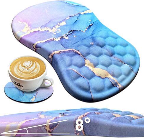 Ergonomic Mouse Pad with Wrist Rest, Mouse Pad Wrist Support with Coaster for Carpal Tunnel Pain Relief, Integrated Memory Foam Slope Massage Bulge with Non-Slip PU Base for Computer Desk (Colorful 2) in Saudi Arabia
