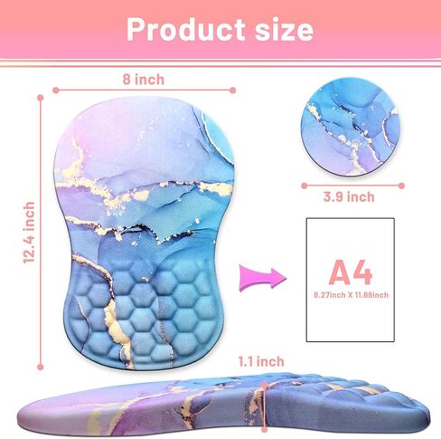 Ergonomic Mouse Pad with Wrist Rest, Mouse Pad Wrist Support with Coaster for Carpal Tunnel Pain Relief, Integrated Memory Foam Slope Massage Bulge with Non-Slip PU Base for Computer Desk (Colorful 2) in Saudi Arabia
