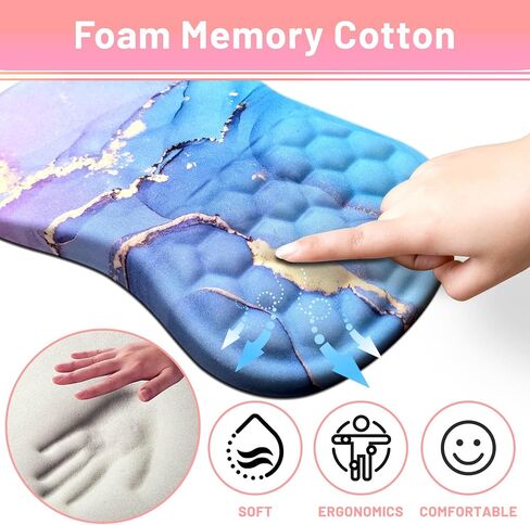 Ergonomic Mouse Pad with Wrist Rest, Mouse Pad Wrist Support with Coaster for Carpal Tunnel Pain Relief, Integrated Memory Foam Slope Massage Bulge with Non-Slip PU Base for Computer Desk (Colorful 2) in Saudi Arabia