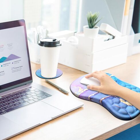 Ergonomic Mouse Pad with Wrist Rest, Mouse Pad Wrist Support with Coaster for Carpal Tunnel Pain Relief, Integrated Memory Foam Slope Massage Bulge with Non-Slip PU Base for Computer Desk (Colorful 2) in Saudi Arabia