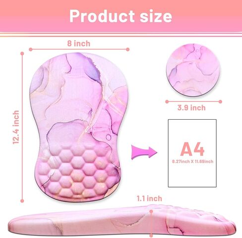 وسادة ماوس مريحة مع مسند للمعصم، وسادة ماوس لدعم المعصم مع قاعدة لتخفيف آلام النفق الرسغي، انتفاخ تدليك منحدر من الإسفنج الذكي مع قاعدة بولي يوريثان غير قابلة للانزلاق لمكتب الكمبيوتر (ملون 1) in Kuwait