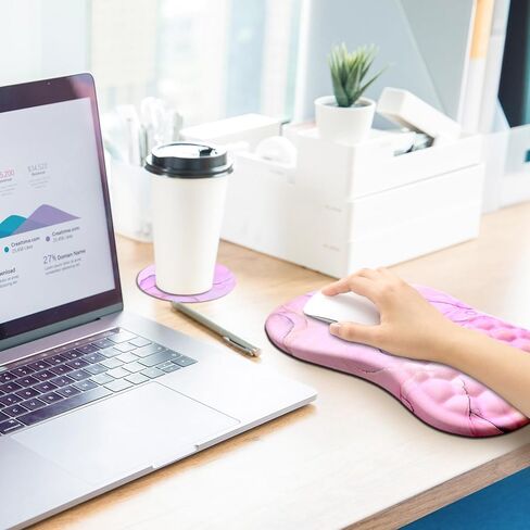 وسادة ماوس مريحة مع مسند للمعصم، وسادة ماوس لدعم المعصم مع قاعدة لتخفيف آلام النفق الرسغي، انتفاخ تدليك منحدر من الإسفنج الذكي مع قاعدة بولي يوريثان غير قابلة للانزلاق لمكتب الكمبيوتر (ملون 1) in Kuwait