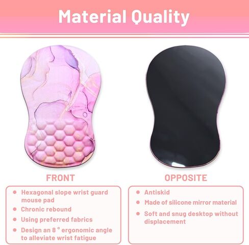 وسادة ماوس مريحة مع مسند للمعصم، وسادة ماوس لدعم المعصم مع قاعدة لتخفيف آلام النفق الرسغي، انتفاخ تدليك منحدر من الإسفنج الذكي مع قاعدة بولي يوريثان غير قابلة للانزلاق لمكتب الكمبيوتر (ملون 1) in Kuwait