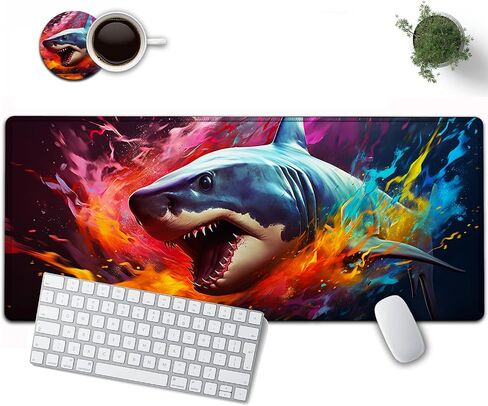Large Mouse Pad, 31.5 x 11.8in Extended Gaming Mouse Pad with Stitched Edges, XXL Mousepad Protector Non Slip Rubber Base for Office and Home Writing Mat, Anime Warrior Women Pattern Black Desk Mat in Saudi Arabia