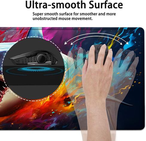 Large Mouse Pad, 31.5 x 11.8in Extended Gaming Mouse Pad with Stitched Edges, XXL Mousepad Protector Non Slip Rubber Base for Office and Home Writing Mat, Anime Warrior Women Pattern Black Desk Mat in Saudi Arabia