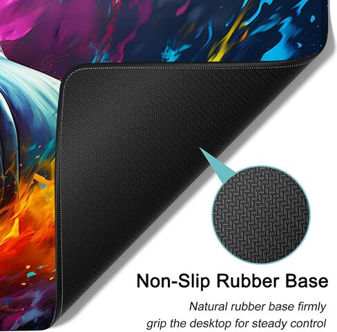Large Mouse Pad, 31.5 x 11.8in Extended Gaming Mouse Pad with Stitched Edges, XXL Mousepad Protector Non Slip Rubber Base for Office and Home Writing Mat, Anime Warrior Women Pattern Black Desk Mat in Saudi Arabia