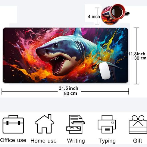 Large Mouse Pad, 31.5 x 11.8in Extended Gaming Mouse Pad with Stitched Edges, XXL Mousepad Protector Non Slip Rubber Base for Office and Home Writing Mat, Anime Warrior Women Pattern Black Desk Mat in Saudi Arabia