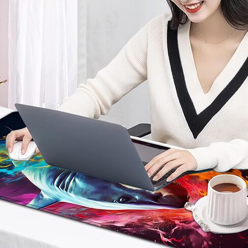 Large Mouse Pad, 31.5 x 11.8in Extended Gaming Mouse Pad with Stitched Edges, XXL Mousepad Protector Non Slip Rubber Base for Office and Home Writing Mat, Anime Warrior Women Pattern Black Desk Mat in Saudi Arabia