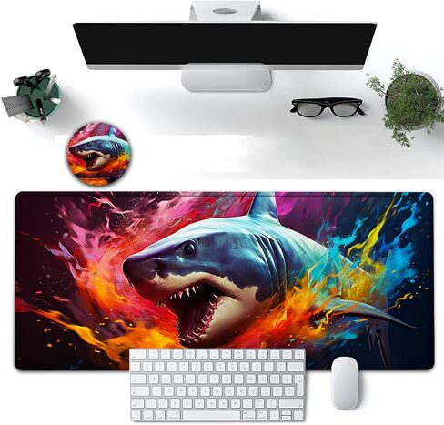 Large Mouse Pad, 31.5 x 11.8in Extended Gaming Mouse Pad with Stitched Edges, XXL Mousepad Protector Non Slip Rubber Base for Office and Home Writing Mat, Anime Warrior Women Pattern Black Desk Mat in Saudi Arabia