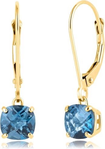 10k Yellow Gold 6mm Round Birthstone Dangle Earrings for Women with Leverbacks by MAX + STONE in Saudi Arabia