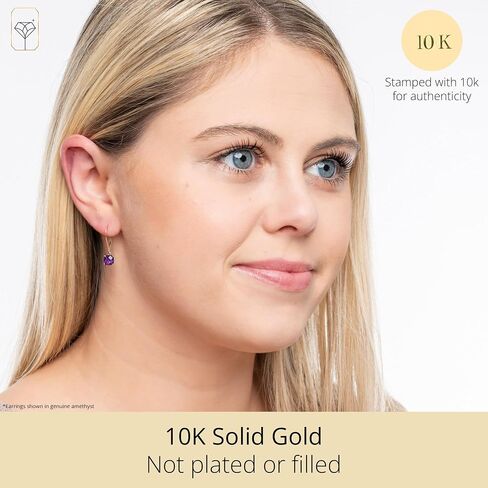 10k Yellow Gold 6mm Round Birthstone Dangle Earrings for Women with Leverbacks by MAX + STONE in Saudi Arabia