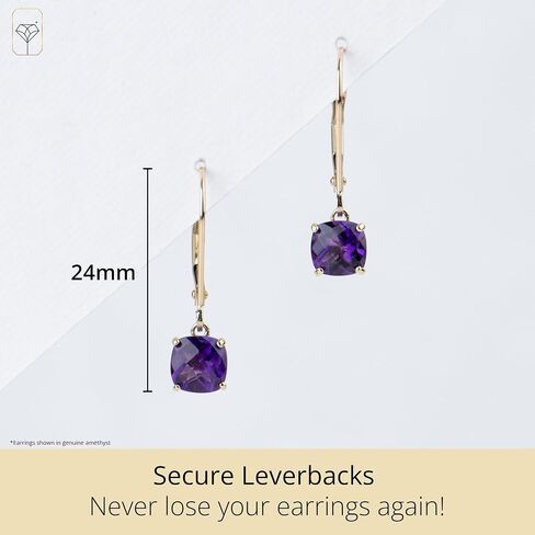 10k Yellow Gold 6mm Round Birthstone Dangle Earrings for Women with Leverbacks by MAX + STONE in Saudi Arabia