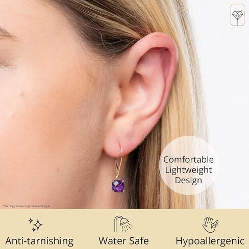 10k Yellow Gold 6mm Round Birthstone Dangle Earrings for Women with Leverbacks by MAX + STONE in Saudi Arabia