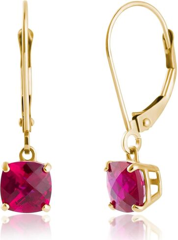 10k Yellow Gold 6mm Round Birthstone Dangle Earrings for Women with Leverbacks by MAX + STONE in Saudi Arabia