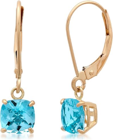 10k Yellow Gold 6mm Round Birthstone Dangle Earrings for Women with Leverbacks by MAX + STONE in Saudi Arabia