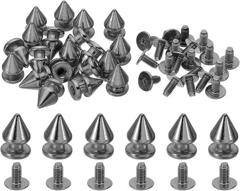 PATIKIL 10mm Studs for Clothing, 20 Sets Studs and Spikes Leather Rivets Cone Spikes Metal Screws Studs for Clothing Leather Crafts Fabric Shoes Punk Bag Leathercraft, 7x10mm, Black in Saudi Arabia