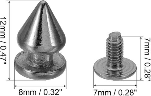 PATIKIL 10mm Studs for Clothing, 20 Sets Studs and Spikes Leather Rivets Cone Spikes Metal Screws Studs for Clothing Leather Crafts Fabric Shoes Punk Bag Leathercraft, 7x10mm, Black in Saudi Arabia