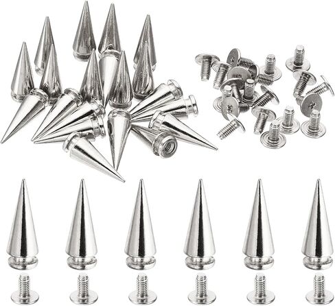 PATIKIL 10mm Studs for Clothing, 20 Sets Studs and Spikes Leather Rivets Cone Spikes Metal Screws Studs for Clothing Leather Crafts Fabric Shoes Punk Bag Leathercraft, 7x10mm, Black in Saudi Arabia