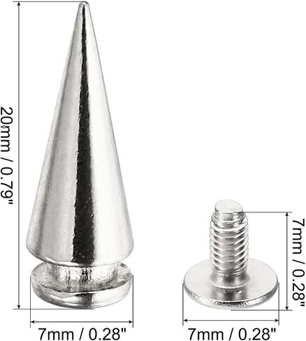 PATIKIL 10mm Studs for Clothing, 20 Sets Studs and Spikes Leather Rivets Cone Spikes Metal Screws Studs for Clothing Leather Crafts Fabric Shoes Punk Bag Leathercraft, 7x10mm, Black in Saudi Arabia