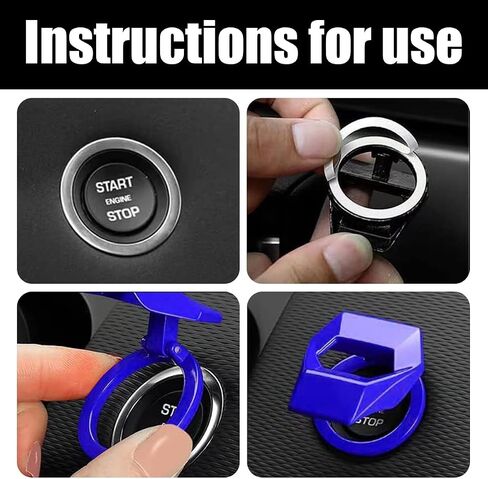 Engine Start Stop Button Cover, Zinc Alloy Car Power Control Trim, Push to Start Button Key Ignition Protective Sticker, Universal for Civic CRV XRV Challenger Charger CHR and More (Black) in Saudi Arabia