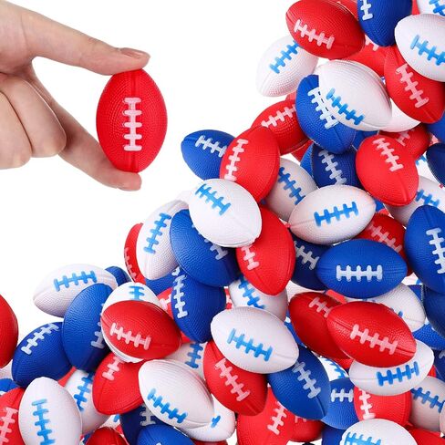 Junkin 100 Packs Mini 4th of July Football Sports Stress Ball 1.6 Inch Patriotic USA Memorial Day Stress Ball for Boys Girls Adults Small Foam Relief Balls Party Favors for School Carnival Reward in Saudi Arabia