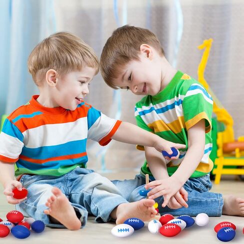 Junkin 100 Packs Mini 4th of July Football Sports Stress Ball 1.6 Inch Patriotic USA Memorial Day Stress Ball for Boys Girls Adults Small Foam Relief Balls Party Favors for School Carnival Reward in Saudi Arabia