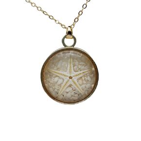 Starfish Natural Sea Star Beach Sand Glow in the Dark Pendant 18k Gold Plated Necklace for Women