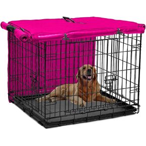 Dog Crate Cover 48 inch XL Dog Kennel Outside Cover, Big Dog Cage for Large Dogs Wire with1 2 3 Doors, Waterproof 600D Oxford Fabric Indoor/Outdoor Pink（Dog Crate NOT Included）