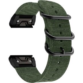 for Fenix 7/6/5 Watch Bands Replacement, Large Size Easy Fit 22mm Woven Nylon Breathable Wristband Strap Compatible for Garmin Fenix5 Plus/6 pro, Instinct, Quatix 5, MARQ