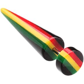 Covet Jewelry Rasta Jamaican Stripe UV Acrylic Fake Taper