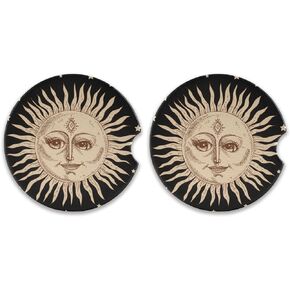 2 Pack African Elephant Car Coasters for Drinks Absorbent, Ceramic Car Cup Holder Coaster for Your Car with Fingertip Grip, 2.5 inch