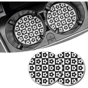 2 PCS Bling Car Console Coaster, 2.75" Rhinestone-Encrusted Butterfly-Shaped PVC Soft Rubber Anti-Slip High-Temperature Water Coaster Pad, Decorative Accessories, for Cars (Black & White)