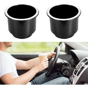 2 PCS Car Multifunctional Water Cup Holder, 4.33" x 3.62" ABS Material Embedded Anti-Slip Drink Holder, Personalized Decorative Accessory, Suitable for Most Cars, RVs, Golf Carts (Black)